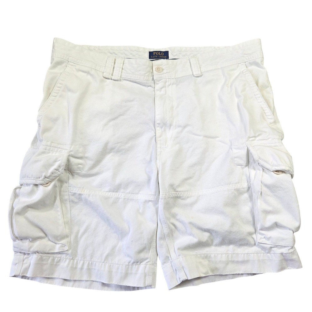 Polo Ralph Lauren Mens White Cotton Cargo Shorts 42T Utility Preppy Casual Beach